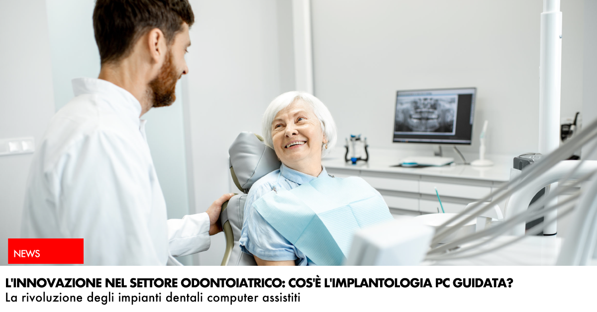 implantologia computer guidata | signora anziana seduta su poltrona del dentista